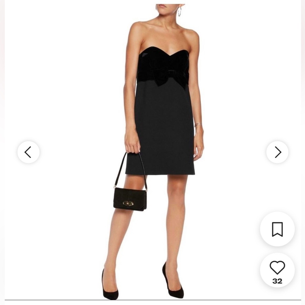 MAJE RESSY VELVET BOW STRAPLESS MINI DRESS - Picture 2 of 8